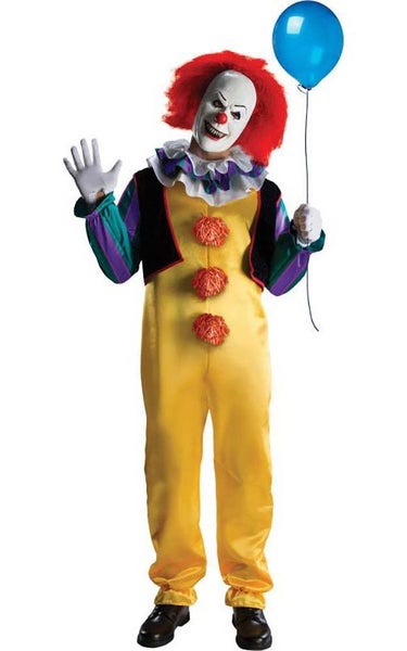 LICENSED DELUXE PENNYWISE IT SCARY PSYCHO CLOWN ADULT MENS HALLOWEEN COSTUME Carousel 1