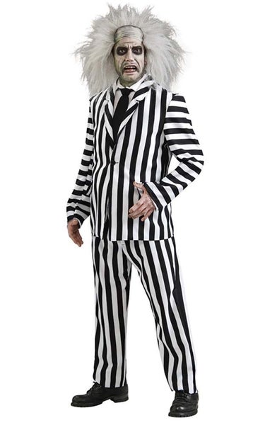LICENSED DELUXE BEETLEJUICE ADULT MENS SCARY FANCY DRESS HALLOWEEN GOTH COSTUME Carousel 1
