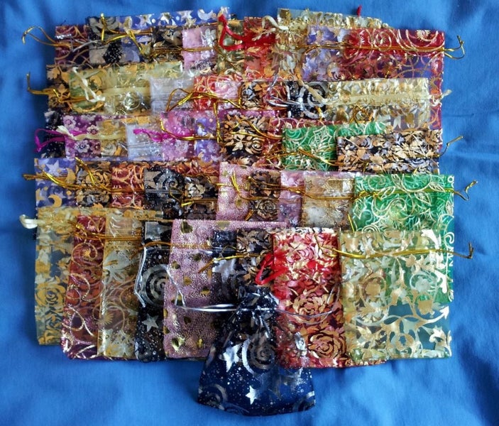 Bulk Lot 50 Patterned Organza Bags approx 10x12cm Carousel 1