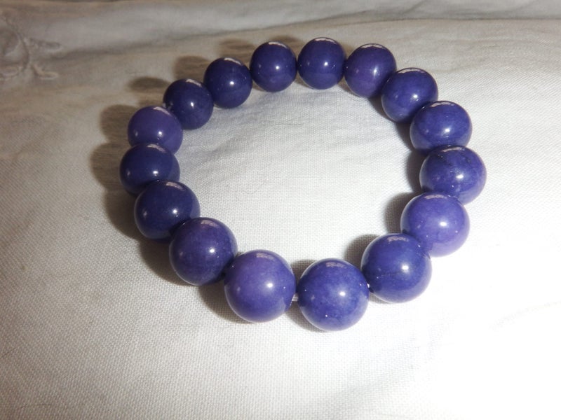 Natural Blue/ Purple Jade ball bracelet 12mm - #BL3 Carousel 3