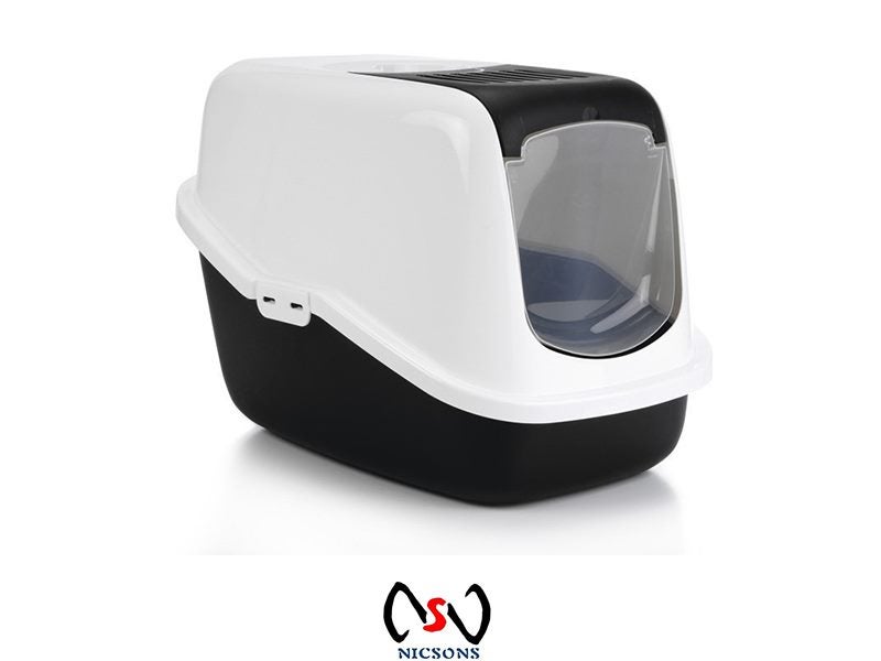 Cat Litter Box Savic Nestor Hooded Black/White Carousel 1