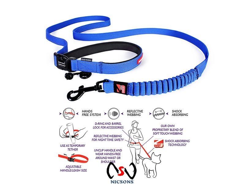 EZYDOG ROAD RUNNER DOG LEASH RUNNING WITH DOG BLUE Carousel 1