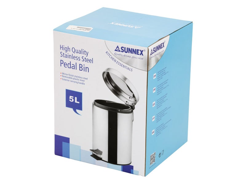 5L Stainless Steel Pedal Bin - Mirror Finish - SUNNEX Carousel 3