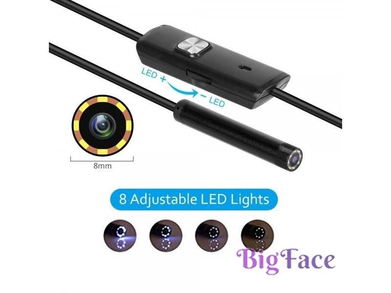 8mm Lens Camera Endoscope HD 1200P IP68 2M Hard Flexible Tube Mirco USB Type-C Carousel 1