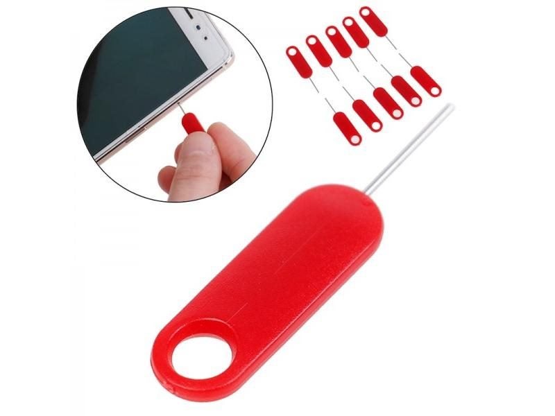 10pcs Red Sim Card Tray Removal Eject Pin Key Tool Stainless Steel Needle For Carousel 1