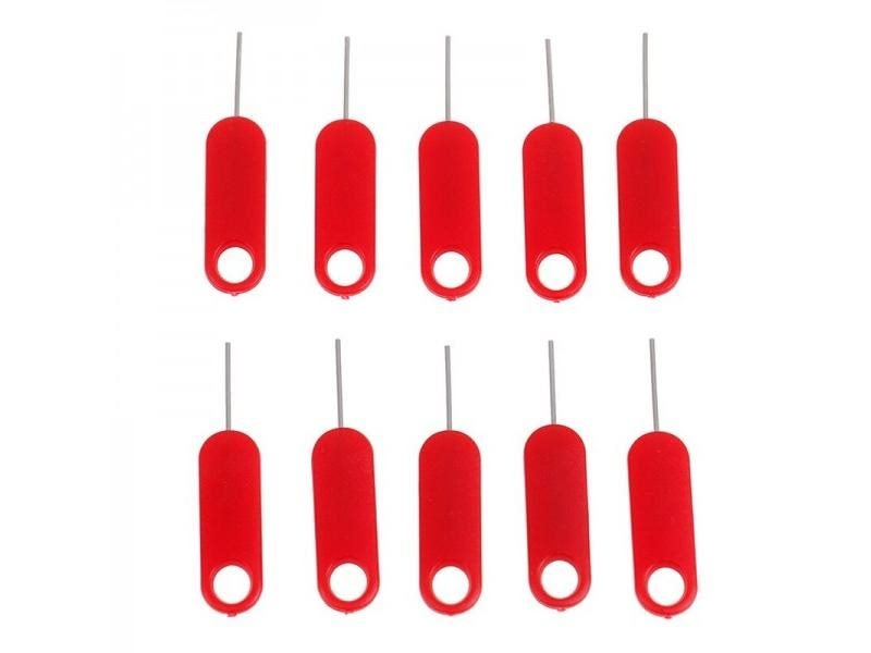 10pcs Red Sim Card Tray Removal Eject Pin Key Tool Stainless Steel Needle For Carousel 2