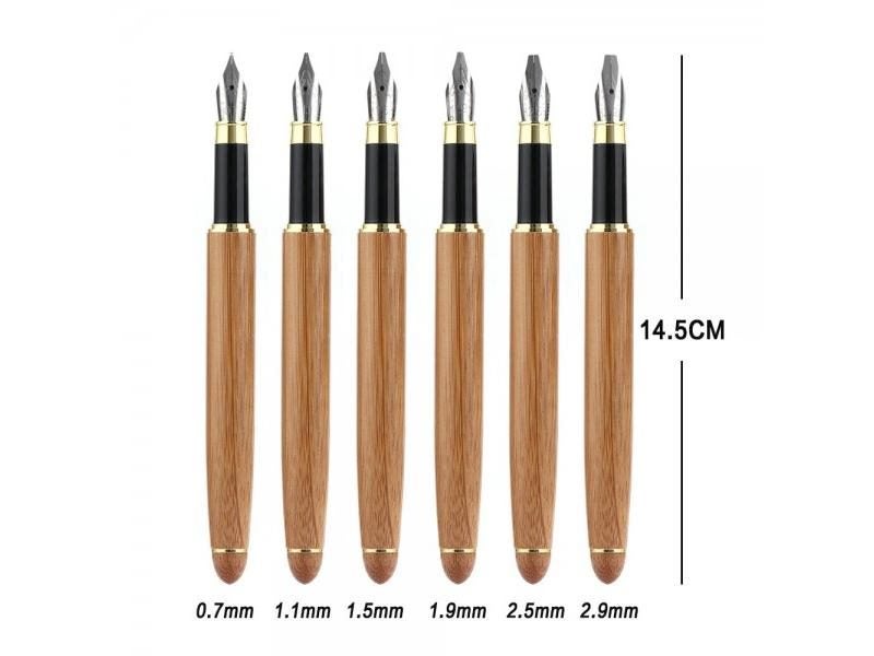 1PC Bamboo Calligraphy Art Fountain Pen Broad Stub Chisel-pointed Nib Carousel 2