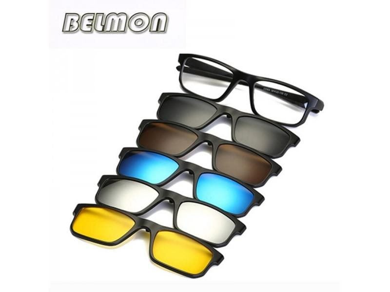 Fashion Optical Spectacle Frame Men Women Myopia With 5 Clip On Sunglasses Carousel 2