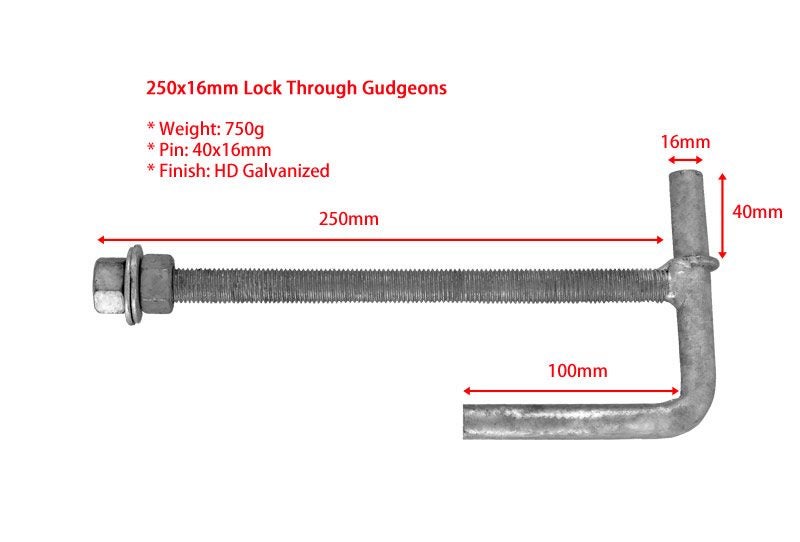10pcs 250mm x 16mm Lock Through Gudgeons Carousel 1
