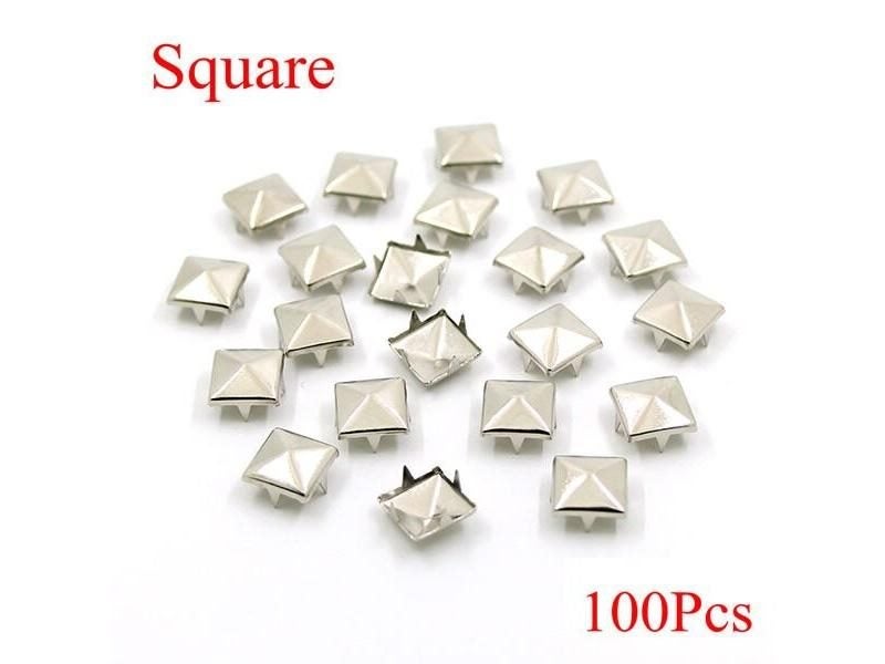 100Pcs Square Pyramid Studs Rivets Four Claw Metal Studs Rivets For Leather Carousel 1