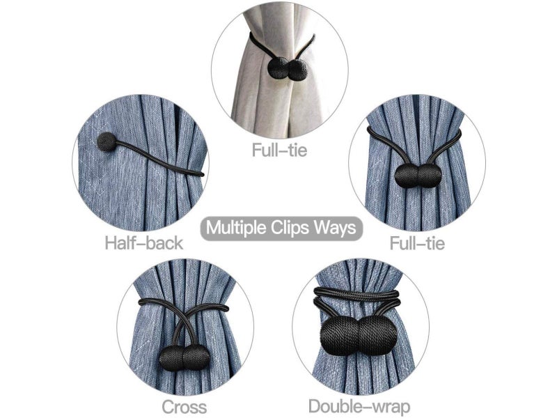 2PCS Magnetic Curtain Tie Backs - Black Carousel 2