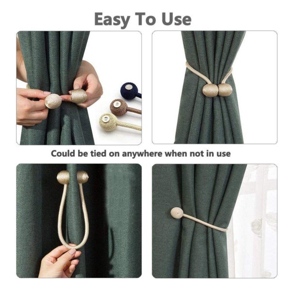 2PCS Magnetic Curtain Tie Backs - Silver Carousel 10
