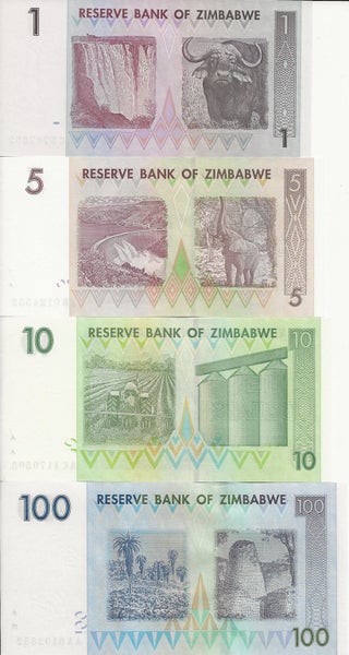 ZIMBABWE 2007 4 banknote Set UNC Carousel 2