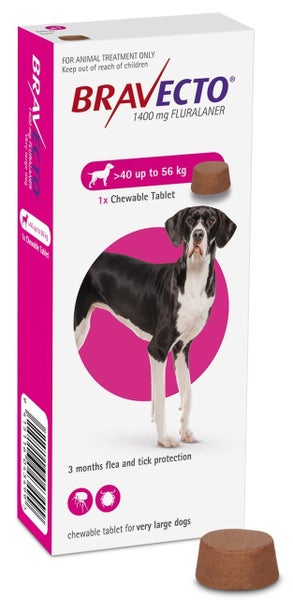 Bravecto Dog Flea & Tick Chewable Treatment Xlarge 40-56 kgs Carousel 1