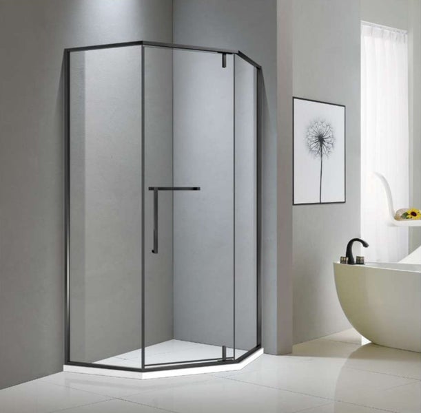 SALE Shower Glass - Bay Series 2 Sides (900x900x1900mm) - Matt Black Carousel 1