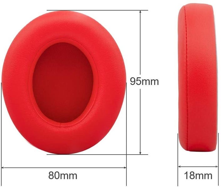 2 x Replacement Leather Ear Pads for Beats Studio 2 / 3 - Red Carousel 3