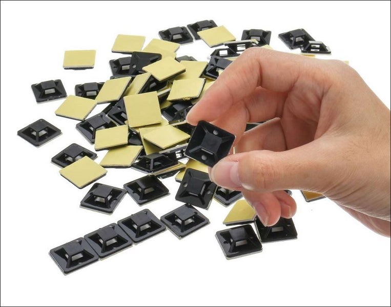 50x Cable Tie Mounts - Self Adhesive Black (20x20mm) Carousel 1