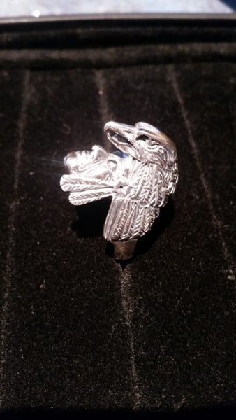 Stg Silver indian chief in eagle headress Ring Carousel 1