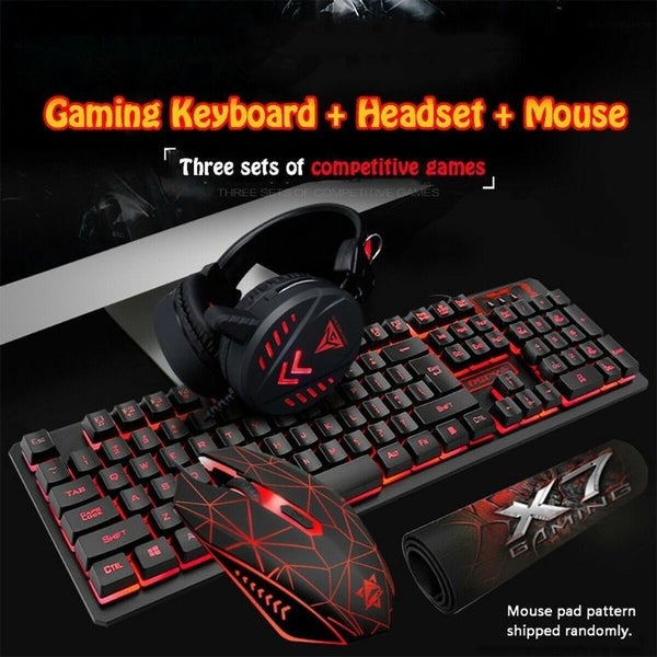 Wired Gaming Keyboard, mouse, mouse-pad & headset Combo Carousel 1
