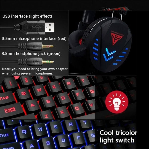 Wired Gaming Keyboard, mouse, mouse-pad & headset Combo Carousel 2