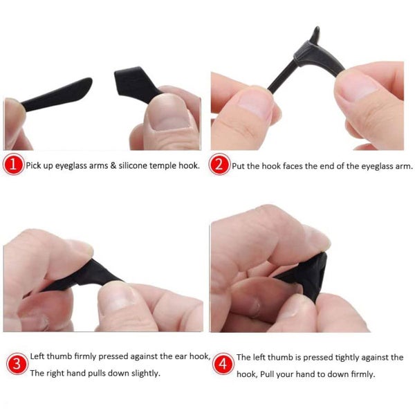 20 Pairs Silicone Anti-Slip Eyeglass Ear Hook Eyeglass Temple Tips Black62934713497089113