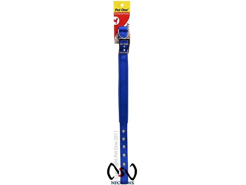 Dog Collar Pet One - Comfort Nylon Padded Adjustable 20mm 37-47cm Blue Carousel 1