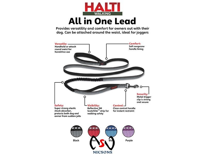 Dog Lead HALTI All-In-One Black - Large Carousel 2