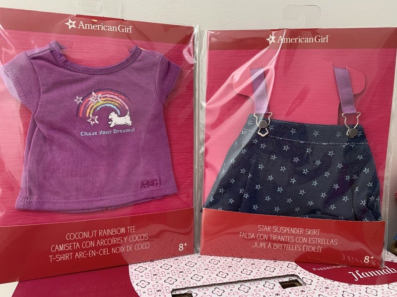 for 18" Dolls by American Girl USA ~ COCONUT RAINBOW TEE & STAR SUSPENDER SKIRT Carousel 1