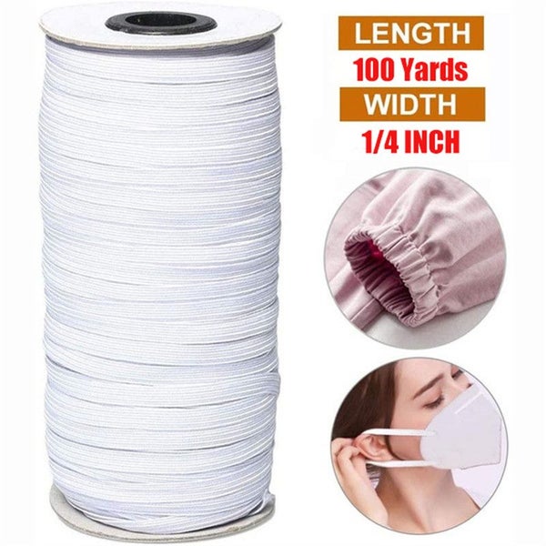 Roll Elastic Cord Braided Band Flat Stretch String Face Mask Sewing - 100 Yards Carousel 1