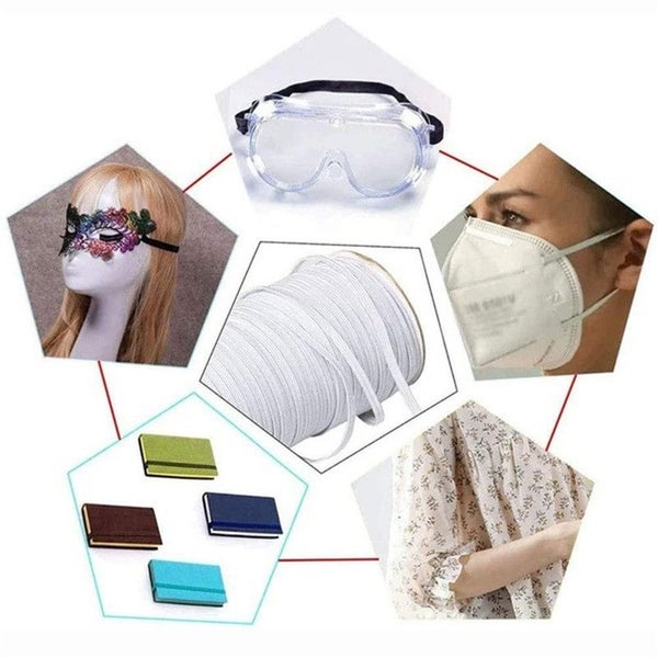 Roll Elastic Cord Braided Band Flat Stretch String Face Mask Sewing - 100 Yards Carousel 10