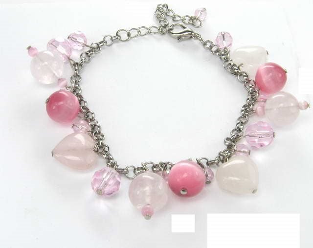 Bracelet - Bead & Crystal - Pink Carousel 1