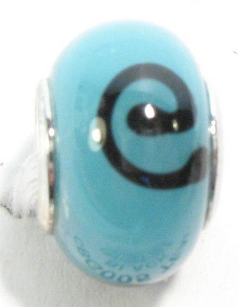 Bead - Teal with Black Koru 4pcs/Bag - Teal-Black Carousel 1