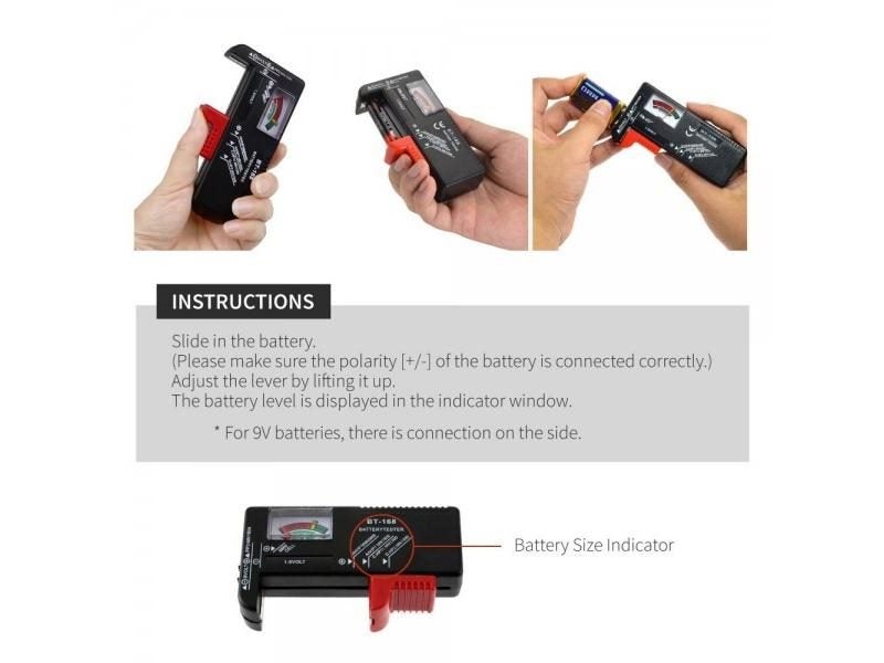 Universal BT168 Digital Battery Tester Volt Checker For AA AAA 9V Button Carousel 1