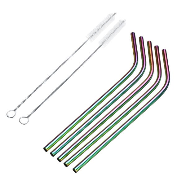 8pcs Reusable Straw Stainless Steel Metal Straws Colorful Drinking Curved Straw Carousel 2