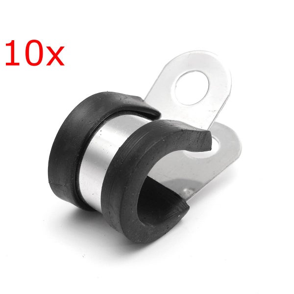 10Pcs 12mm Stainless Steel & Rubber Lined Retaining Hose P Clips Clamp Carousel 1
