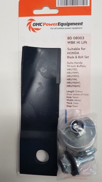 Honda 19inch HRU196,197 Hi Lift Blade/Bolt Nut & Locking washer set Carousel 1