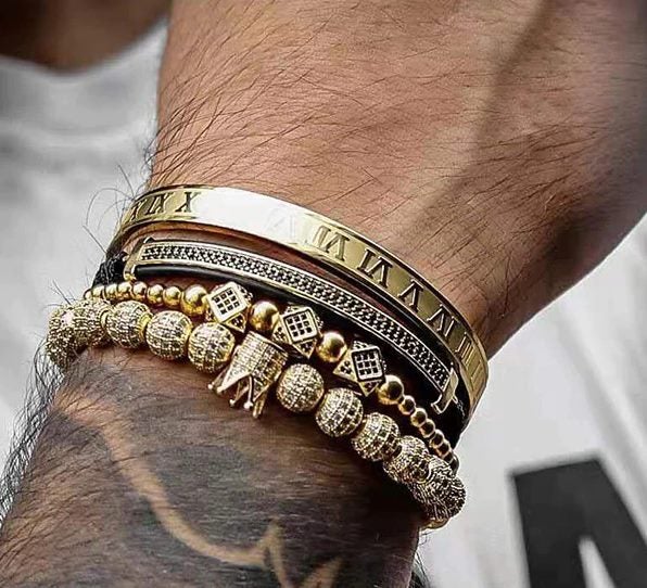 Luxury Gold Bracelet and Bangle Set (2 x Bracelets + 2 x Bangles) Carousel 2