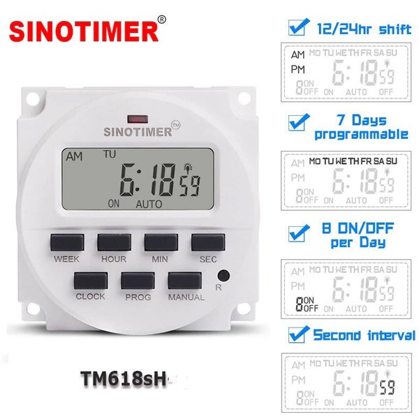 New SECONDS & Minutes.12v input & Output TM618sH-4 model Sino Timer. Carousel 2