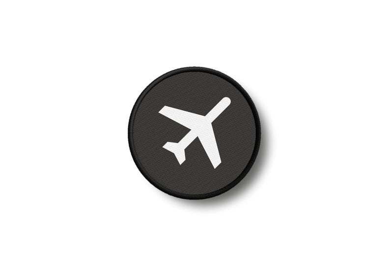 Patch badge print iron on glue plane warning Carousel 1