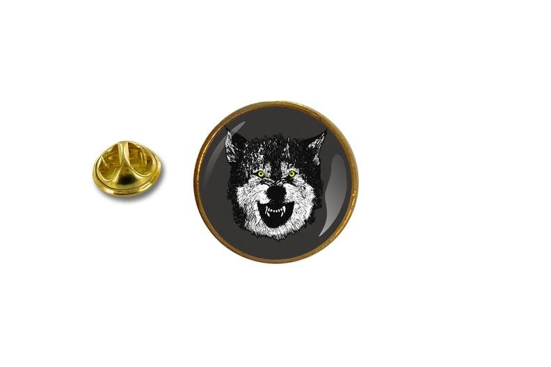 pins pin's badge metal lapel hat button wolf head Carousel 1