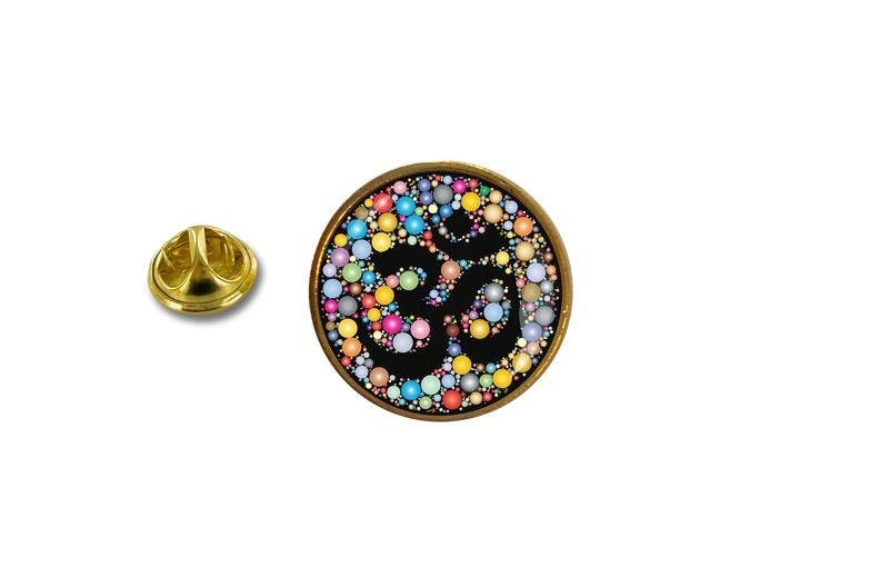 pins pin's badge metal lapel hat button ohm om ying yang Carousel 1