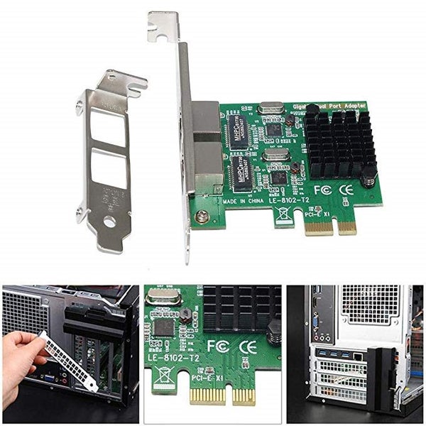 SSU 8120-T2 2 Port 1000Mbps Gigabit Ethernet PCI-E Network Card PCI Express RJ45 Carousel 5