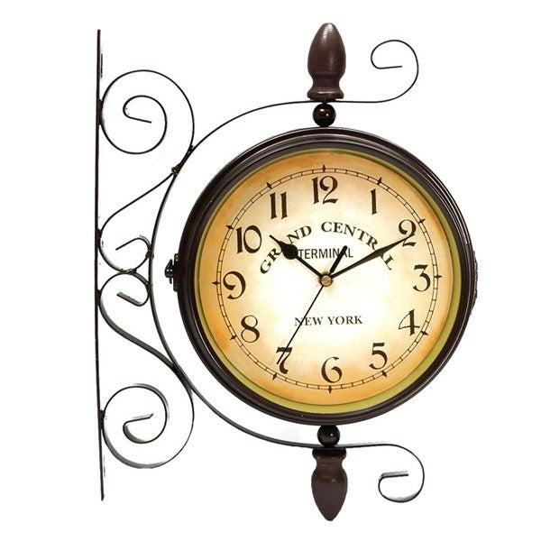 Rotating Double Side Wall Clock Garden Indoor & Outdoor Station Wall Mounted Wit Carousel 1