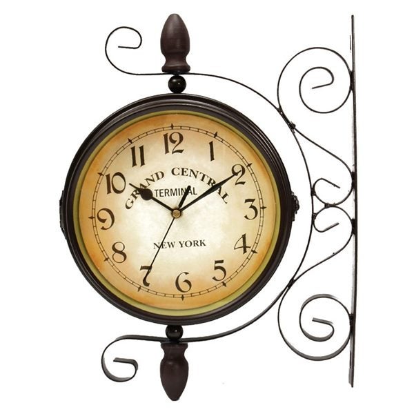 Rotating Double Side Wall Clock Garden Indoor & Outdoor Station Wall Mounted Wit Carousel 2