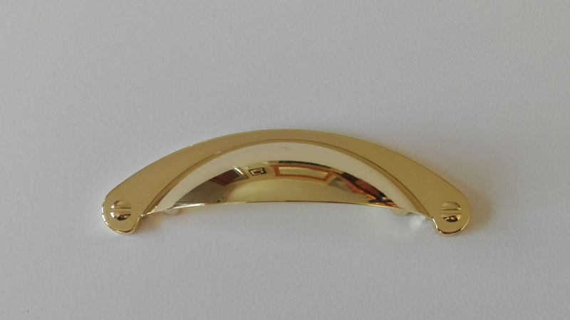 Antique Half Round Shell Pull Handle - Shiny Gold Carousel 1