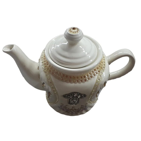 French Country Lovely Kitchen Teapot CRYSTAL BLING China Tea Pot Carousel 2