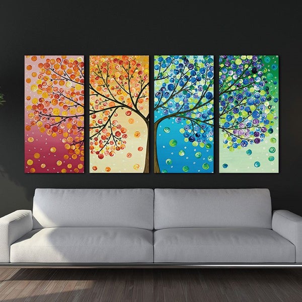 ON SALE FREE SHIPPING - - Large 4 Piece Canvas Art Print - Flora Carousel 1