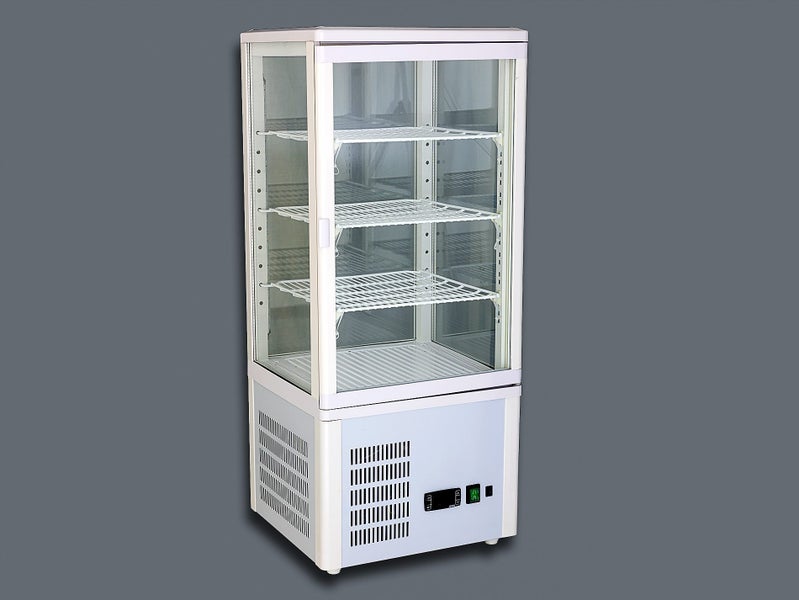 78L Commercial Countertop Display Fridge - 4 Side Glass Upright Chiller - White Carousel 1