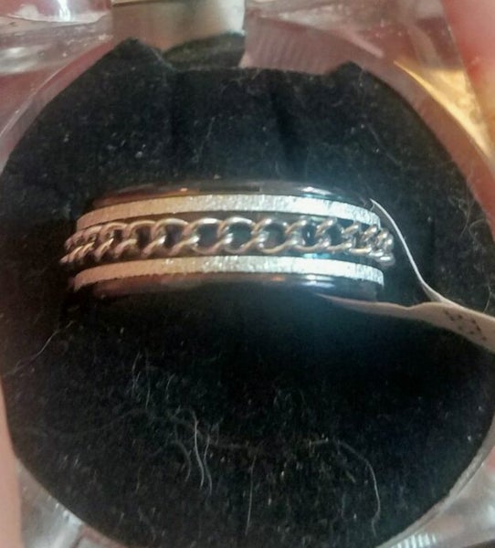 Black titanium steel alloy band with chain detail Carousel 1
