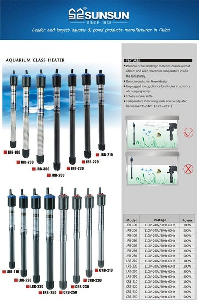 Sunsun JRB-210 Heater/Fish Tank Aquarium Heater/Submersible Aquarium Heater-100W Carousel 1